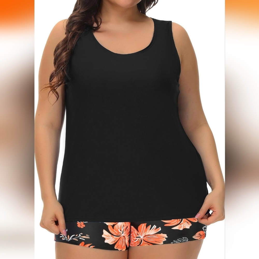 HOLIPICK PLUS SIZE 3 Piece Tankini Swimsuit